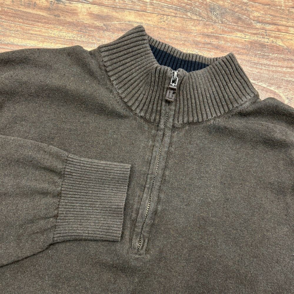 Eddie Bauer XLT Brown Cashmere Blend Sweater Pullover 1/4 Zip XLTall Lightweight